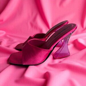 SUPERDOWN Pink Fabric Martini Heels Sandals Size 9